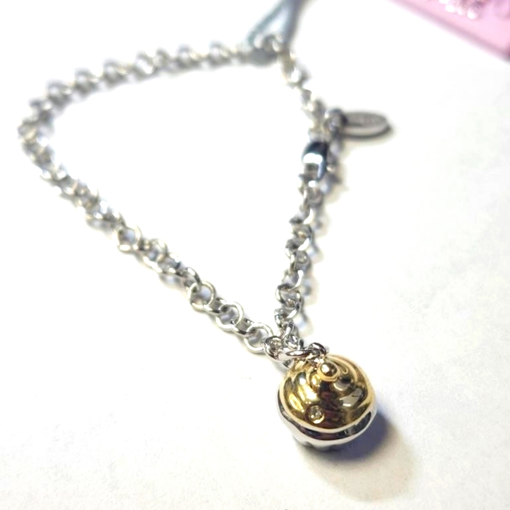 Diamond charm on Silver bracelet